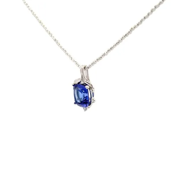 14K White Gold Tanzanite Diamond Necklace Image 2 Hudson Valley Goldsmith New Paltz, NY