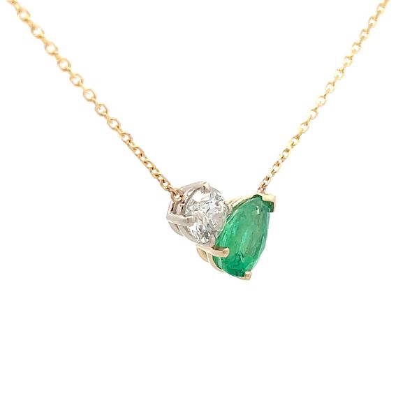 14Kt Gold Emerald and Diamond Necklace Image 2 Hudson Valley Goldsmith New Paltz, NY