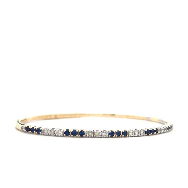 14K Yellow Gold Flex Bangle Bracelet With Diamonds & Sapphires Image 2 Hudson Valley Goldsmith New Paltz, NY