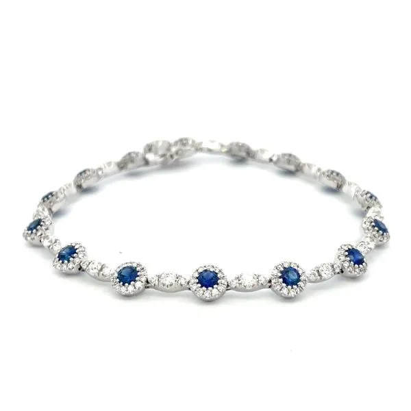 18K White Gold Blue Sapphire and Diamond Bracelet Hudson Valley Goldsmith New Paltz, NY