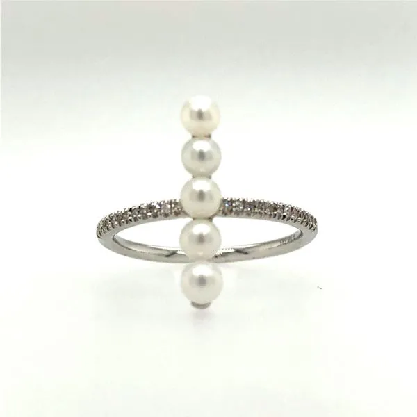 14K White Gold Pearl Ring with Diamonds Hudson Valley Goldsmith New Paltz, NY