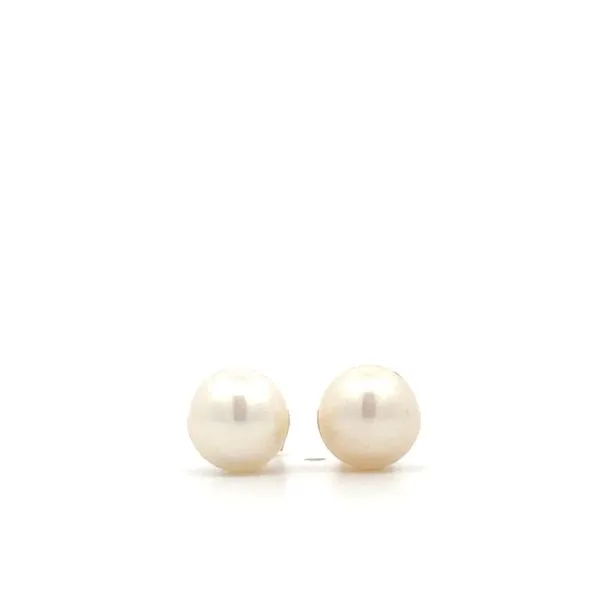 14Kt Yellow Gold Cultured Akoya Pearl Stud Earrings Image 2 Hudson Valley Goldsmith New Paltz, NY