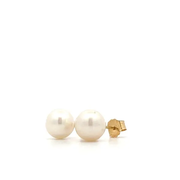 14Kt Yellow Gold Cultured Akoya Pearl Stud Earrings Hudson Valley Goldsmith New Paltz, NY