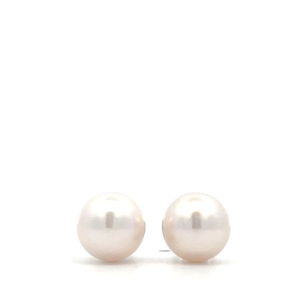 White Akoya Pearl Stud Earrings Hudson Valley Goldsmith New Paltz, NY