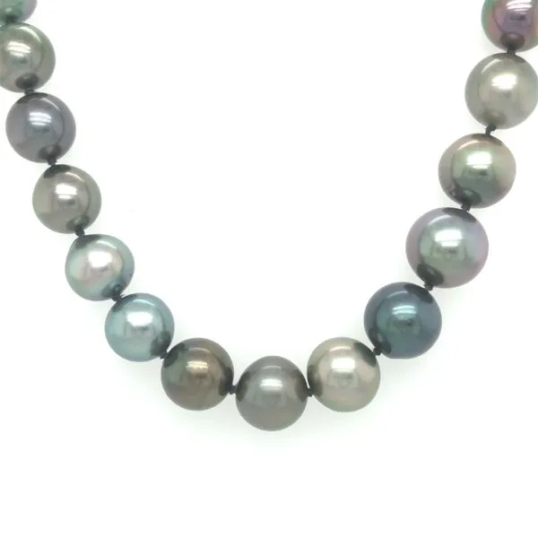 Multi-Color Baroque Natural Tahitian Pearl Strand 18" Necklace with 14K Yellow Gold and Diamond Clasp Hudson Valley Goldsmith New Paltz, NY