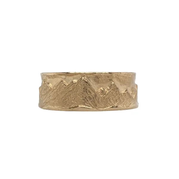 14K Yellow Gold Gents Mountain Band Image 2 Hudson Valley Goldsmith New Paltz, NY