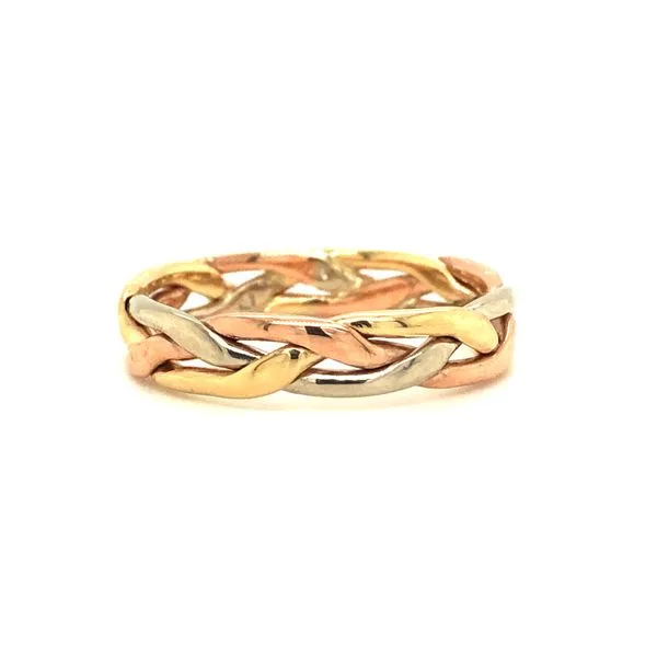 14k yellow, white and rose gold woven 4.50mm wide band **Need to special order in correct size, 6-8 weeks** Hudson Valley Goldsmith New Paltz, NY