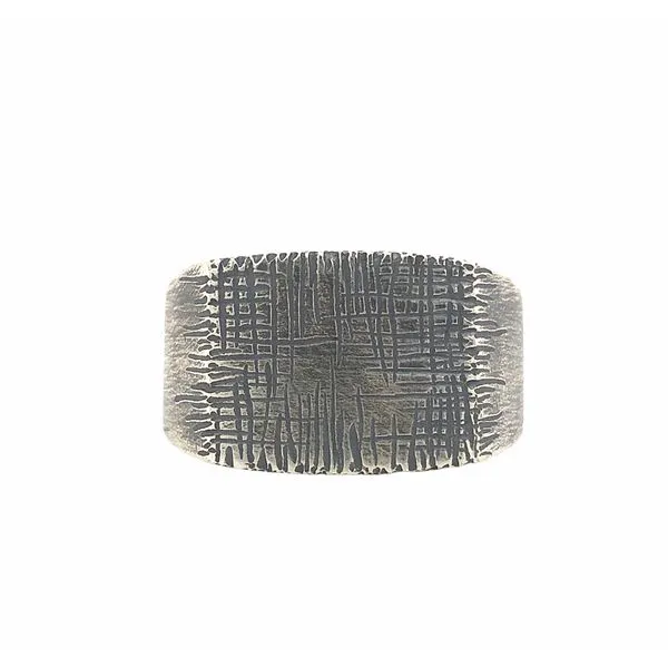 Sterling silver & black patina signet style ring with hand carved etched marks Hudson Valley Goldsmith New Paltz, NY