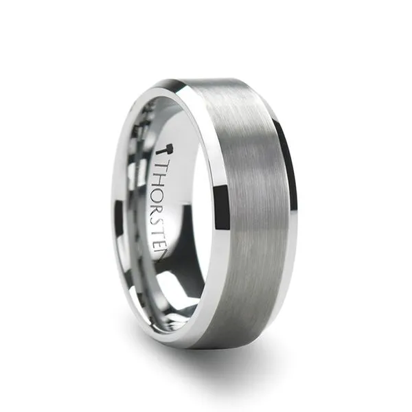 SHEFFIELD Beveled Tungsten Ring with Brushed Center - 8mm Hudson Valley Goldsmith New Paltz, NY