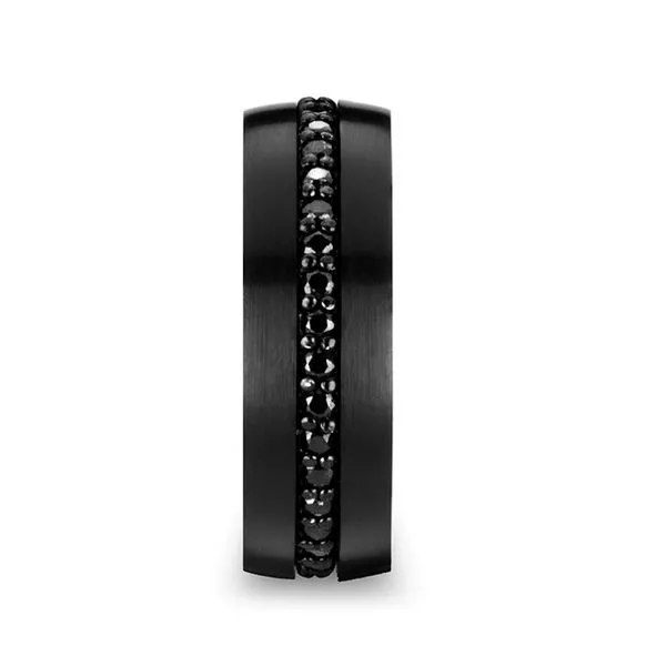 VALIANT Black Tungsten Ring with Black Sapphires - 8mm Image 2 Hudson Valley Goldsmith New Paltz, NY