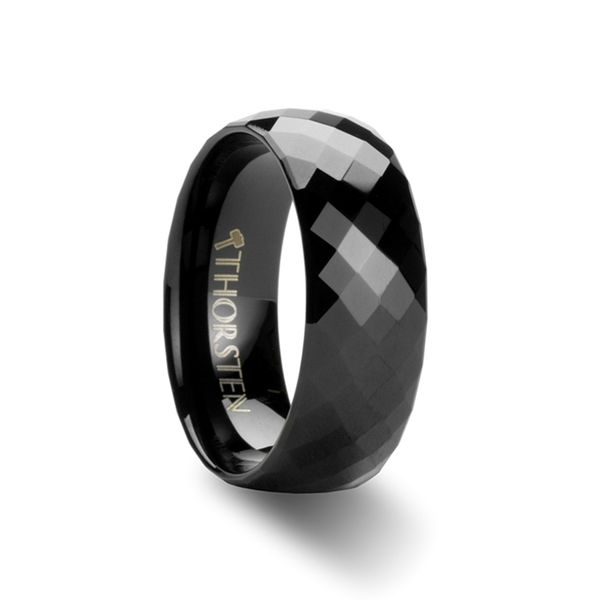 AEON 288 Black Diamond Faceted Tungsten Carbide Ring - 8mm Hudson Valley Goldsmith New Paltz, NY