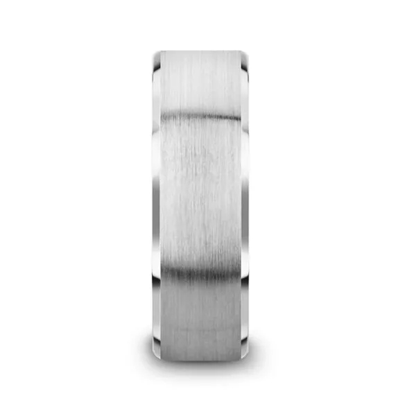 SHIRE Titanium Brushed Center Men's Flat Wedding Ring Image 2 Hudson Valley Goldsmith New Paltz, NY