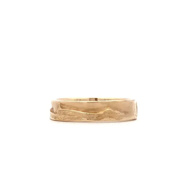 14K Yellow Gold Narrow Mountain Band Featuring New Paltz Landmarks: Skytop On Ridge, Mohonk Gatehouse, Whitecliff Image 3 Hudson Valley Goldsmith New Paltz, NY