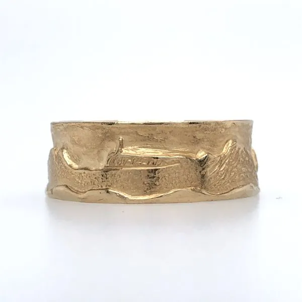 18K Yellow Gold Wide Mountain Band Image 2 Hudson Valley Goldsmith New Paltz, NY