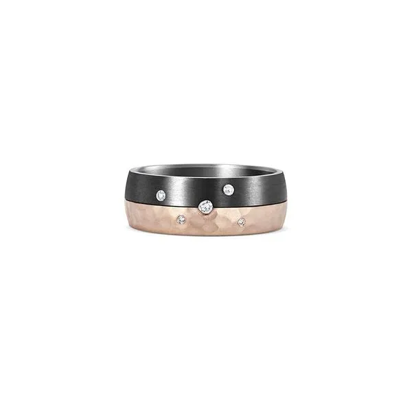 Tantalum & 14K Rose Gold Wedding Band with Diamonds Hudson Valley Goldsmith New Paltz, NY