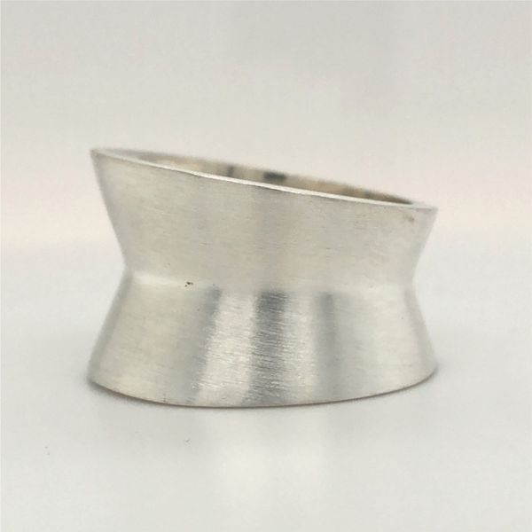 Sterling silver concave 14-10mm wide ring with a beautiful matte finish finger size 7 Sterling silver concave 14-10mm wide ring  Image 2 Hudson Valley Goldsmith New Paltz, NY