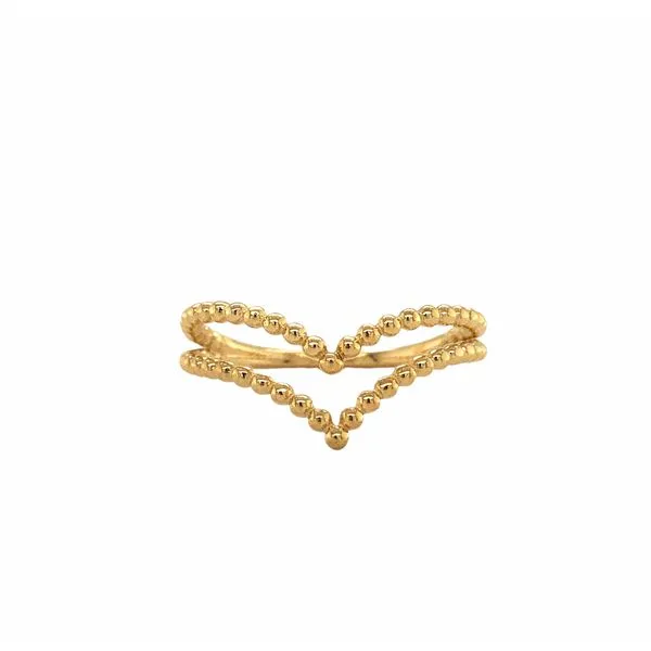 14k yellow gold double row chevron curve ring with beaded design 14k yellow gold double row chevron curve ring with beaded desig Hudson Valley Goldsmith New Paltz, NY