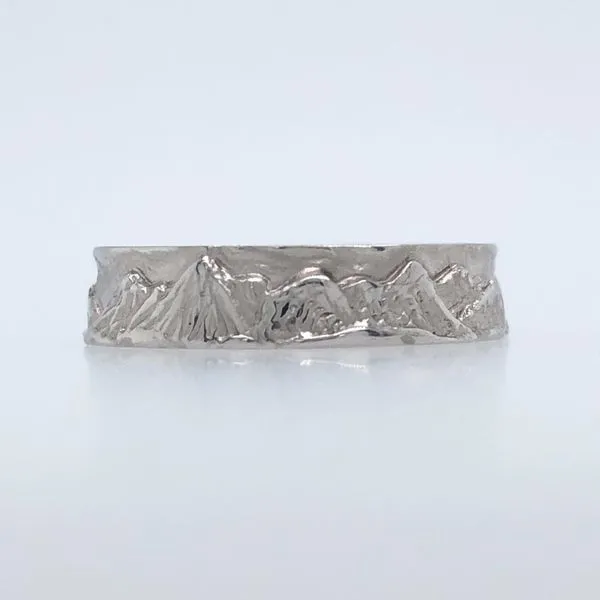 14k white gold narrow mountain range band Hudson Valley Goldsmith New Paltz, NY