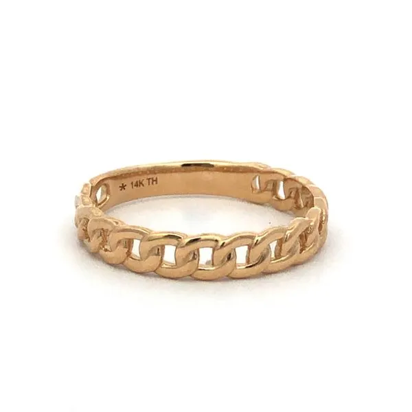 14K yellow gold solid curb link style ring 3.8mm Hudson Valley Goldsmith New Paltz, NY