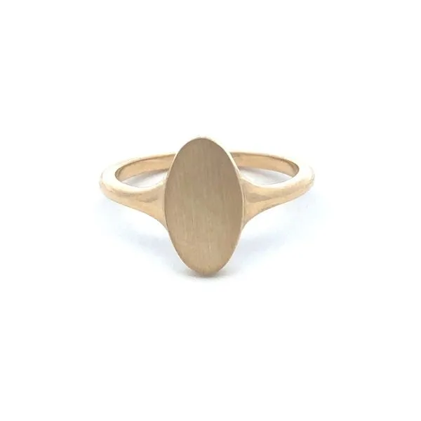 14K Yellow Oval Brushed Top Signet Ring Hudson Valley Goldsmith New Paltz, NY