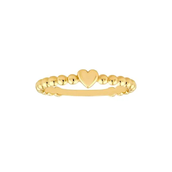14K Yellow Gold Heart Beaded Band Ring Hudson Valley Goldsmith New Paltz, NY