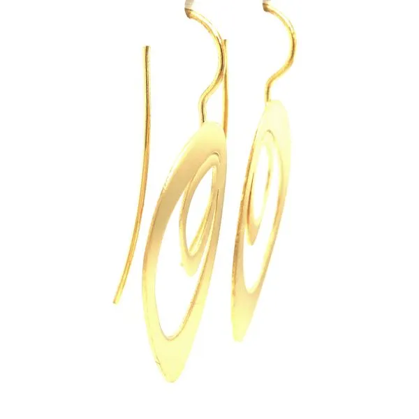 Sterling silver double oblong medium flat profile drop earrings with 24k vermeil and matte finish Sterling silver double oblong  Image 2 Hudson Valley Goldsmith New Paltz, NY