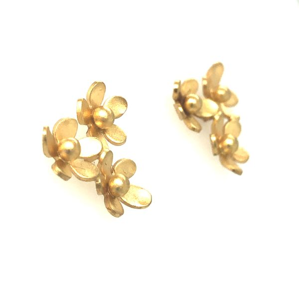 Sterling Silver with 24k vermeil Earrings - Forget Me Not Triple - post earrings Sterling Silver with 24k vermeil Earrings - For Image 2 Hudson Valley Goldsmith New Paltz, NY