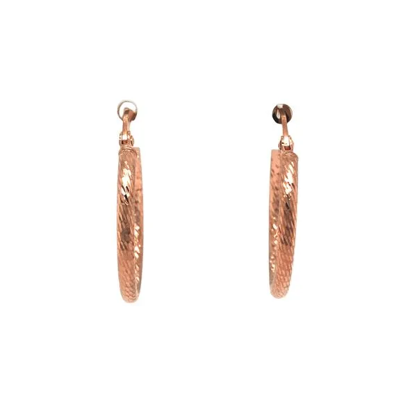 14k rose gold round 19mm spiral faceted hoop earrings Hudson Valley Goldsmith New Paltz, NY