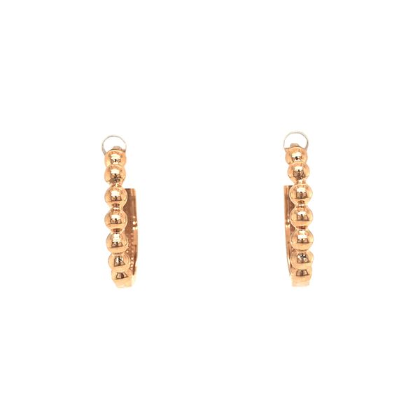 14k rose gold medium huggie style earrings with bubble design Hudson Valley Goldsmith New Paltz, NY