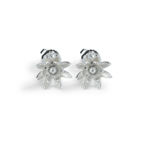 Sterling silver floral stud earrings Sterling silver floral stud earrings Hudson Valley Goldsmith New Paltz, NY