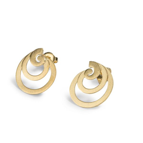 Sterling silver Vermeil spiral design with matte finish post earrings Sterling silver Vermeil spiral design with matte finish po Hudson Valley Goldsmith New Paltz, NY