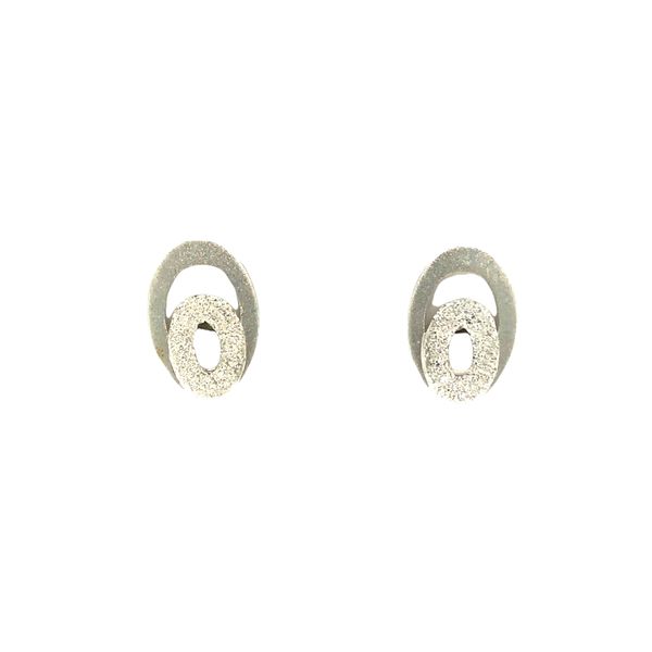 Sterling silver double oval diamond cut and matte finish post stud style earrings Sterling silver double oval diamond cut and ma Hudson Valley Goldsmith New Paltz, NY