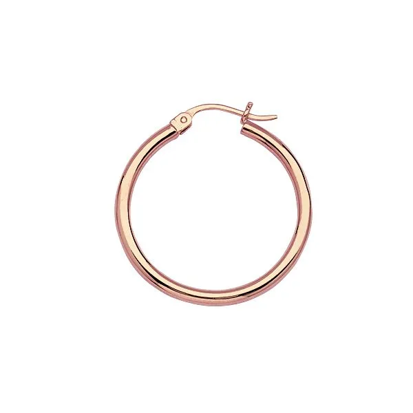 14k rose gold 2mm 25mm hoop earrings Image 2 Hudson Valley Goldsmith New Paltz, NY