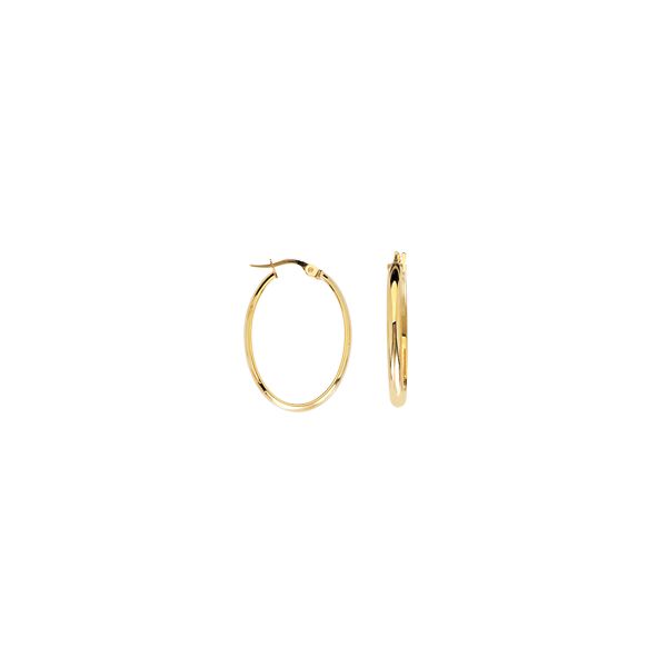14k yellow gold medium oval hoop earrings Hudson Valley Goldsmith New Paltz, NY