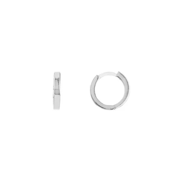 14K White Gold Mini Square Huggie Earrings Hudson Valley Goldsmith New Paltz, NY