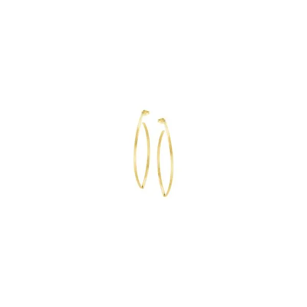 14K Yellow Gold Long Oval Hoop Earrings Hudson Valley Goldsmith New Paltz, NY