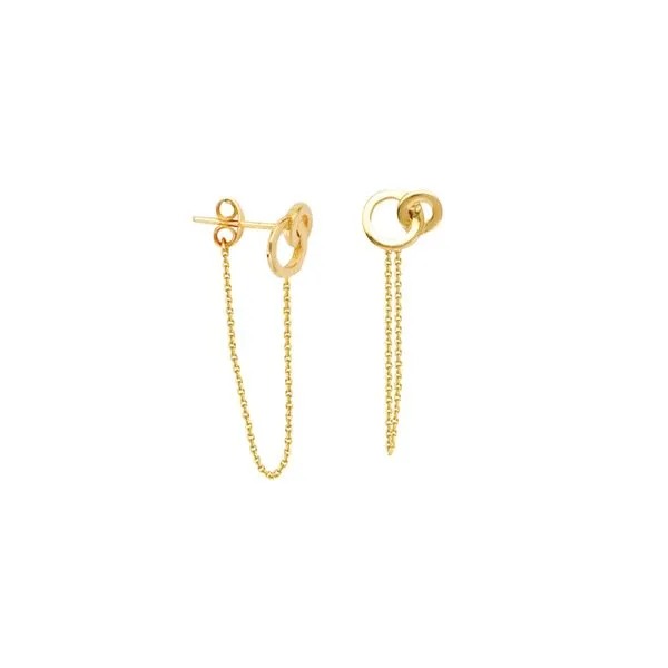 14K Yellow Gold Front To Back Interlock Circles Earrings Hudson Valley Goldsmith New Paltz, NY