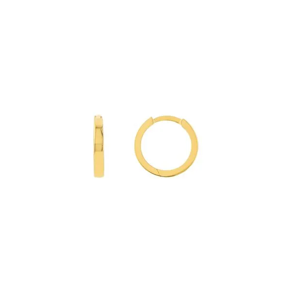 14k yellow gold 12.35 x 2mm square profile huggie earrings Hudson Valley Goldsmith New Paltz, NY