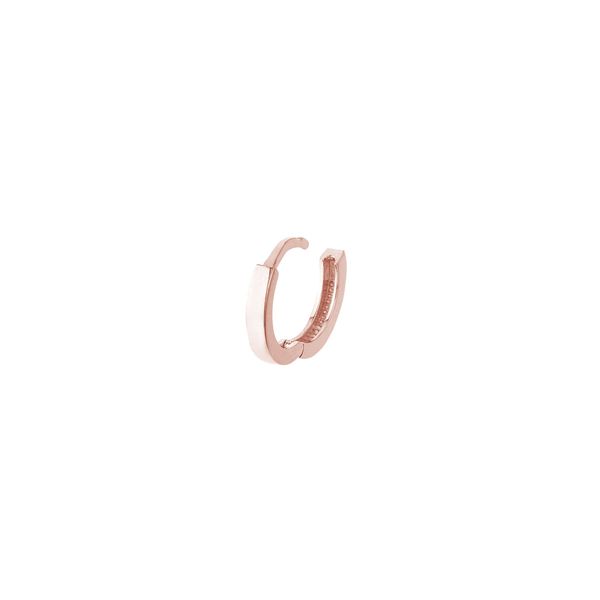 14k Rose Gold Square Profile Small Huggie Earrings Image 2 Hudson Valley Goldsmith New Paltz, NY