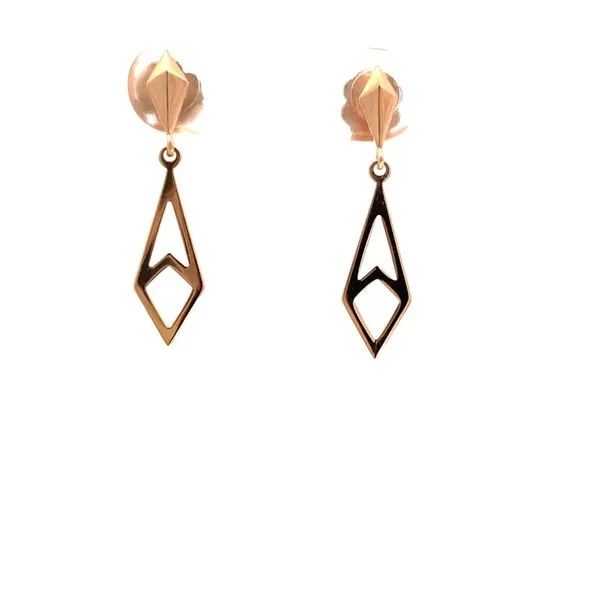 14K Rose Gold Geometric Drop Dangle Earrings Hudson Valley Goldsmith New Paltz, NY