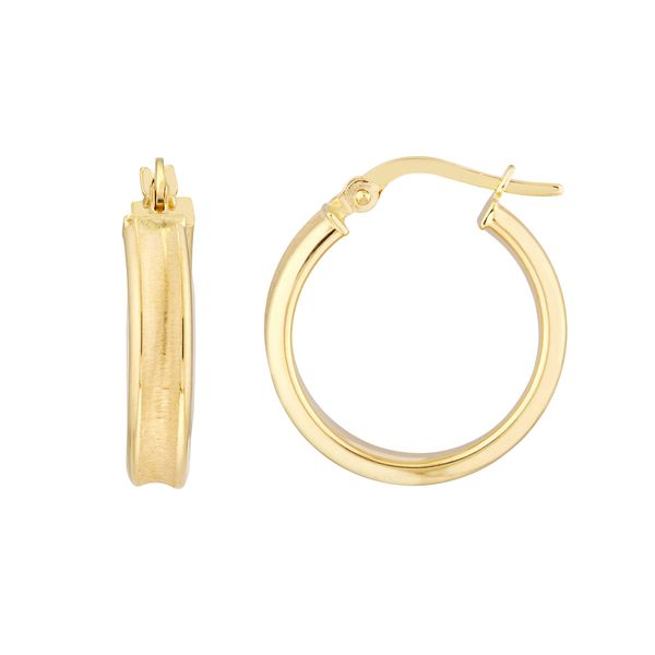 14K Yellow Gold Satin Concave Hoop Earrings Hudson Valley Goldsmith New Paltz, NY