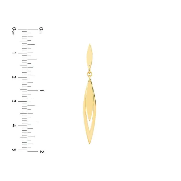 14K Yellow Gold Graduated Marquise Trio Earrings Image 2 Hudson Valley Goldsmith New Paltz, NY