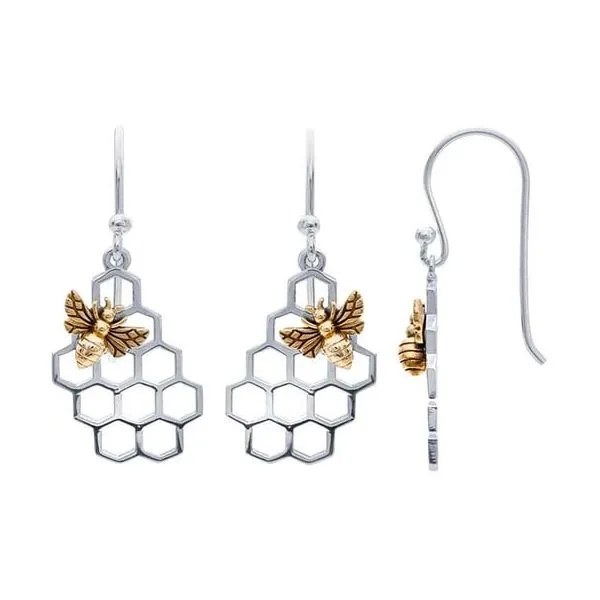 Sterling Silver Honeycomb & Bee Earrings Hudson Valley Goldsmith New Paltz, NY