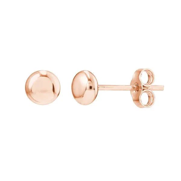 14K Rose Gold 4.5mm Flat Round Pebble Stud Earrings Hudson Valley Goldsmith New Paltz, NY