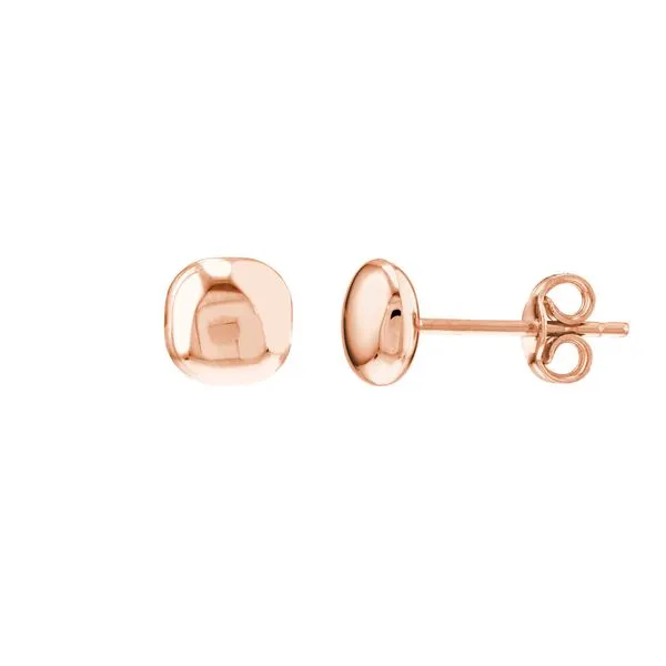 14K Rose Gold 6.0mm Cushion Pebble Stud Earrings Hudson Valley Goldsmith New Paltz, NY