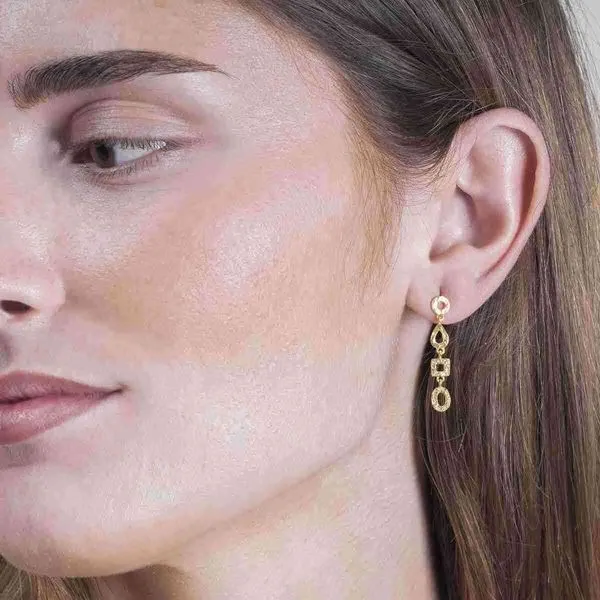 Silver and 18K Gold Vermeil Drop Earrings Image 2 Hudson Valley Goldsmith New Paltz, NY