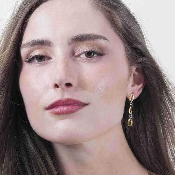 Silver and 18Kt Gold Vermeil Bean Earrings Image 2 Hudson Valley Goldsmith New Paltz, NY