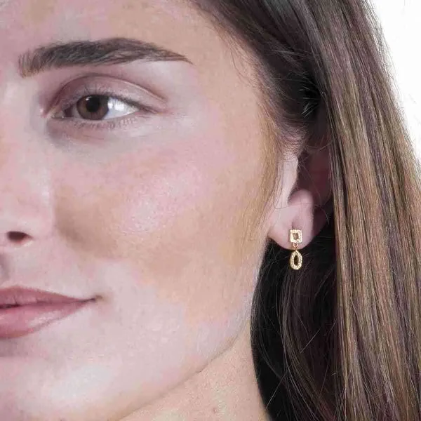 Silver and 18K Gold Vermeil Drop Earrings Image 2 Hudson Valley Goldsmith New Paltz, NY