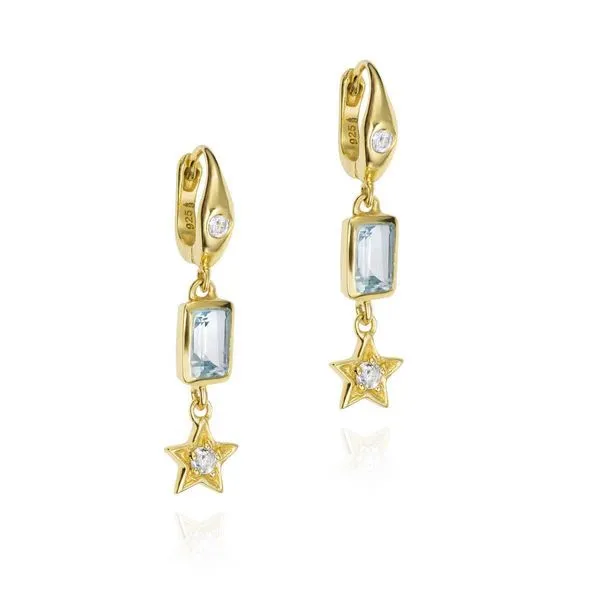 Silver and 18K Gold Vermeil Blue Topaz Earrings Hudson Valley Goldsmith New Paltz, NY