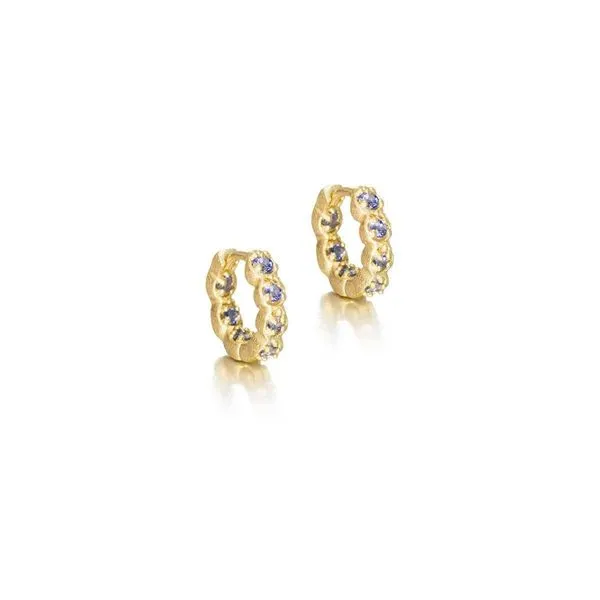Silver and 18K Gold Vermeil Iolite Earrings Hudson Valley Goldsmith New Paltz, NY